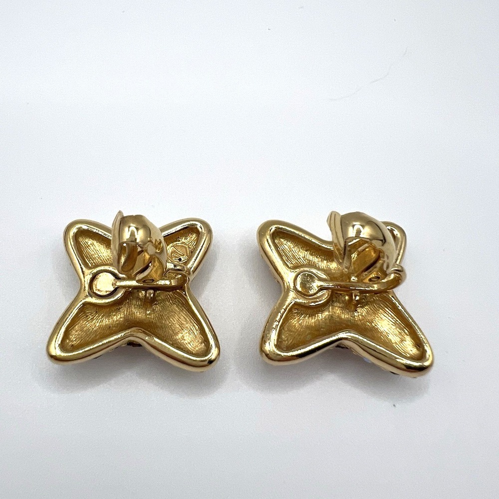 Swarovski Swan Gold Tone Pave Pink AB Rhinestones Clip On Earrings Xs Kisses Vtg - Picture 3 of 6